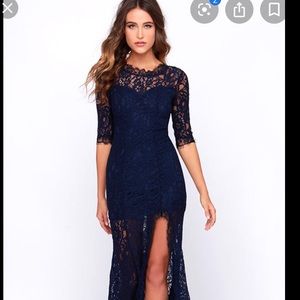 Navy blue lace Maxi dress